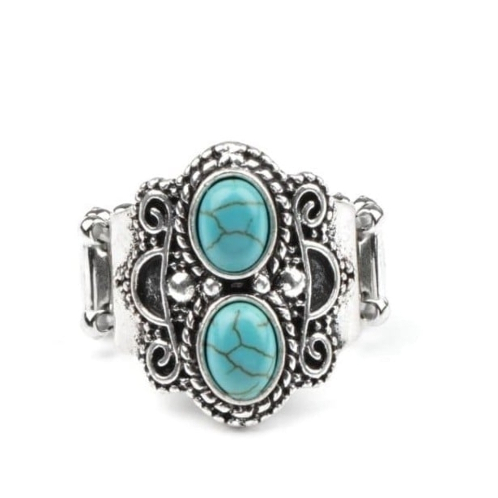 Turquoise Silver Women's Ring Eco Essence Thick Siver Band Fashion Jewelry